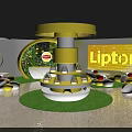 Colorful Children's Play Area With Green Grass Yellow Slide And Mushroom Decorations