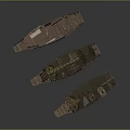 Three Worn Out Ship Models With Damaged Wooden Structures And Metal Decks