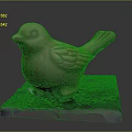 Detailed Terracotta Bird Sculpture Carving Standing On Blue Transparent Acrylic Base