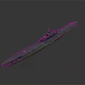 Sleek Teal Gradient Submarine Model With Conning Tower On Dark Background