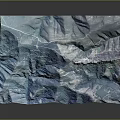 3D Blue Terrain Model With Mountainous Topography And Detailed Road Networks