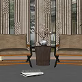 New Chinese Style Leisure Sofa Combination Negotiation Table and Chair Combination 3d model