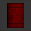 Red Metal Drum With Textured Surface And Glossy Finish On Gray Background