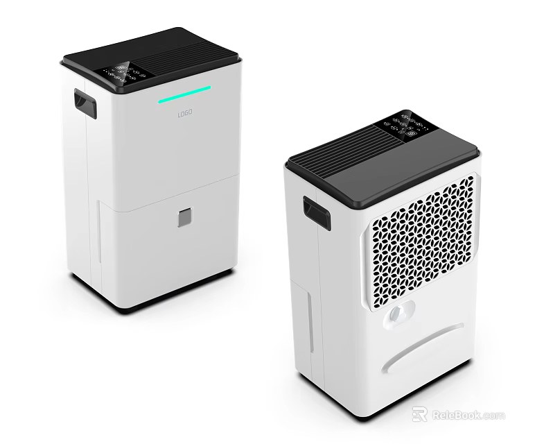 White And Black Household Dehumidifiers With Grille Design And Control Panel 3d model 