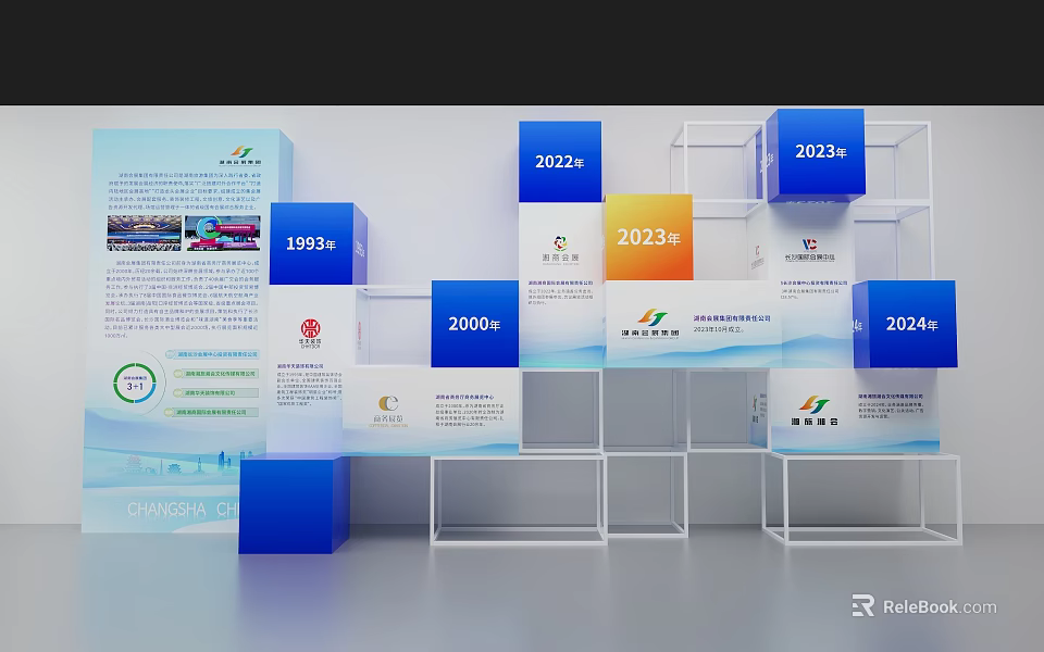 Development Timeline Exhibition With 1993 2000 2022 2023 And 2024 Annual Milestones 3d model 