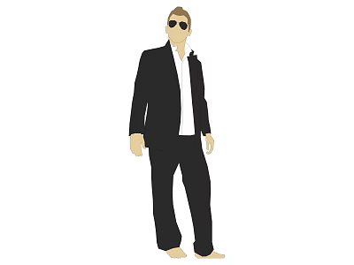 Game Movie Character In Black Suit White Shirt With Sunglasses And Barefoot 3d model