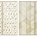 Modern Room Dividers with Gold Dot and Geometric Line Patterns in White and Gold