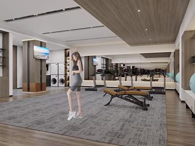 Modern Fitness Gym Interior For Women To Exercise With Equipment 3d model