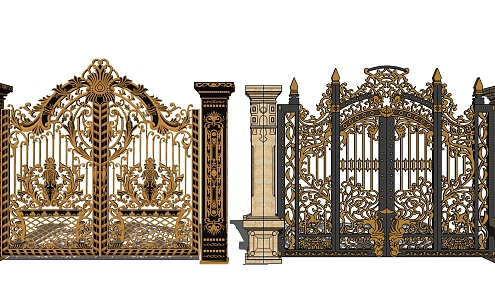 Light Luxury Gate Iron Gate 3d model