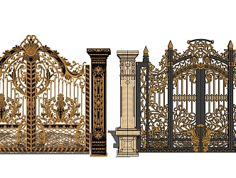 Light Luxury Gate Iron Gate 3d model