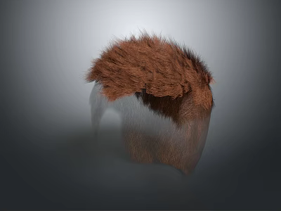 Natural Brown Hair Covering Human Head Organ With Dense Texture and Realistic Details 3d model