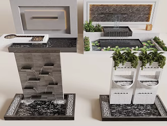 Waterscape Courtyard Waterscape Wall Water Falls Water Dropping 3d model