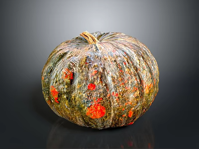 Vibrant Colorful Speckled Pumpkin With Textured Skin And Natural Stem 3d model