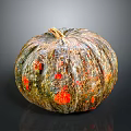 Vibrant Colorful Speckled Pumpkin With Textured Skin And Natural Stem