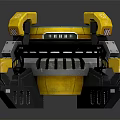 Industrial Mechanical Device With Yellow Black Circular Base And Blue Glowing Center