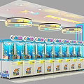 Claw Machine Store With Multiple Colorful Crane Machines And Bright Ceiling Lights