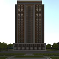 Modern High Rise Residential Building with Glass Curtain Walls Balconies and Surrounding Greenery