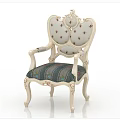 Classic Carved Accent Chair With White Frame Patterned Backrest And Striped Cushion