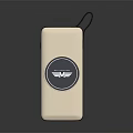 Mobile Digital Portable Power Bank With Beige Design Circular Logo And Strap