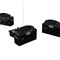 Old Fashioned Black Portable Telephones With Classic Design And Metal Handles