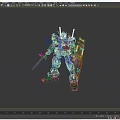 Gundam Character In White Blue Red Armor With Weapon Shield And Mechanical Design