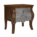 Elegant Light Silver Chest Of Drawers With Delicate Golden Leaf Carvings For Luxury Bedroom Storage