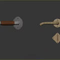 Elegant Brass And Wooden Door Handles With Silver Base And Keyhole Cover