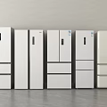 White Refrigerators and Freezers Display Various Modern Styles and Designs 3d model