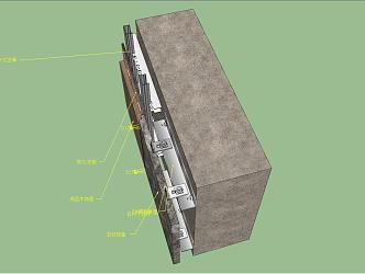 Modern node wall node stone and wood veneer male corner butt joint 3d model