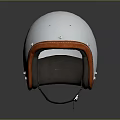 Weapon Helmet With White Body Orange Edge Stitching And Metal Rivets