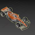 Orange And White Racing Car With Number 8 On Sleek Aerodynamic Body 3d model