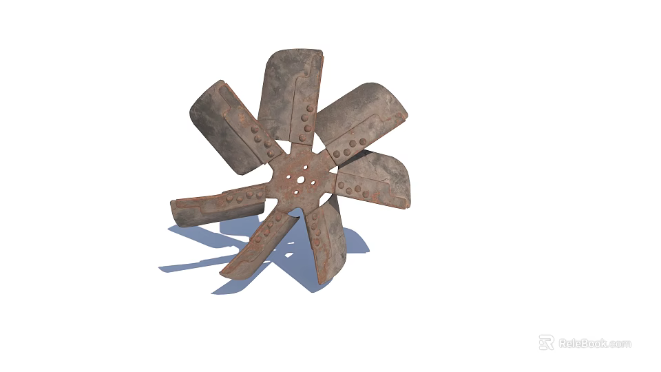 Rusty Metal Fan Blade Structure With Multiple Blades And Bolt Details 3d model
