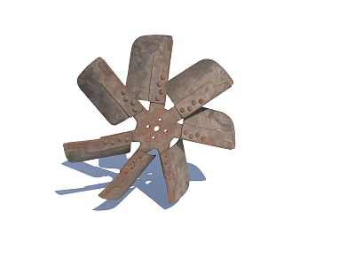 Rusty Metal Fan Blade Structure With Multiple Blades And Bolt Details 3d model