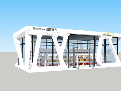 Modern Supermarket Department Store Building With Glass Windows And Product Displays 3d model