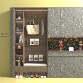 Modern Shoe Cabinet Interior Design With Hanging Bag Shoe Storage And Decorative Items