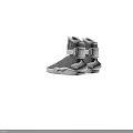 Modern High Top Gray And White Shoes With Strap Detail And White Sole Design