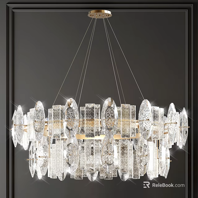 Elegant Modern Crystal Chandelier Featuring Transparent Crystals And Metal Frame 3d model 