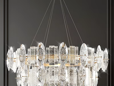 Elegant Modern Crystal Chandelier Featuring Transparent Crystals And Metal Frame 3d model