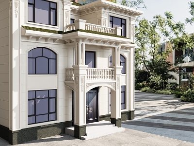 American facade architecture 3d model