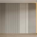 Modern Bedroom Accent Wall Design With Gray Beige Panels Wooden Inserts And Vertical Stripes