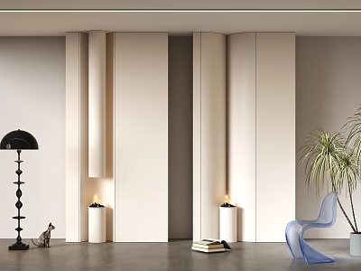 Modern Minimalist Fireplace In Stylish Living Room With Decor Elements 3d model