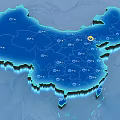 China Blue Map Science and Technology Map of China 3d model
