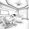 Modern Dental Clinic Interior Design With Treatment Chairs Workstations Computers And Paintings