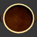 Decorative Red Bowl With Golden Vine Patterns Handles And Feet