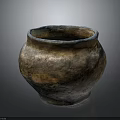 Vintage Clay Jar As Practical Household Item With Copper Rim And Textured Surface