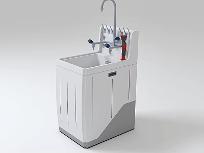 School Laboratory Sink Cabinet With Faucet And Knife Holder Storage 3d model