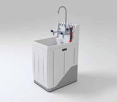 School Laboratory Sink Cabinet With Faucet And Knife Holder Storage 3d model