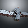 Red Brick Industrial Building With Snow Covered Roof Multiple Chimneys And Connected Structures 3d model