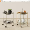 Elegant Rolling Serving Carts With Glass Shelves Gold And Silver Metal Frames