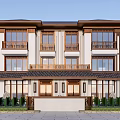 Modern Semi Detached Villa Exterior Design With Large Windows Balconies And Roof Features